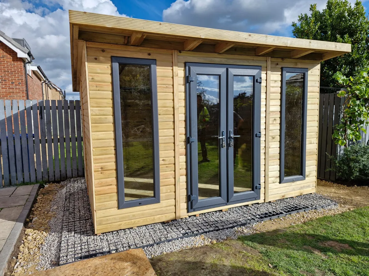 Pent summerhouse with uPVC doors & windows