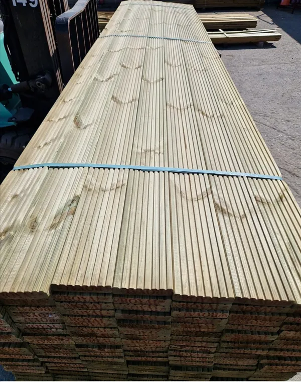 Pressure-treated decking board 120 × 28 mm